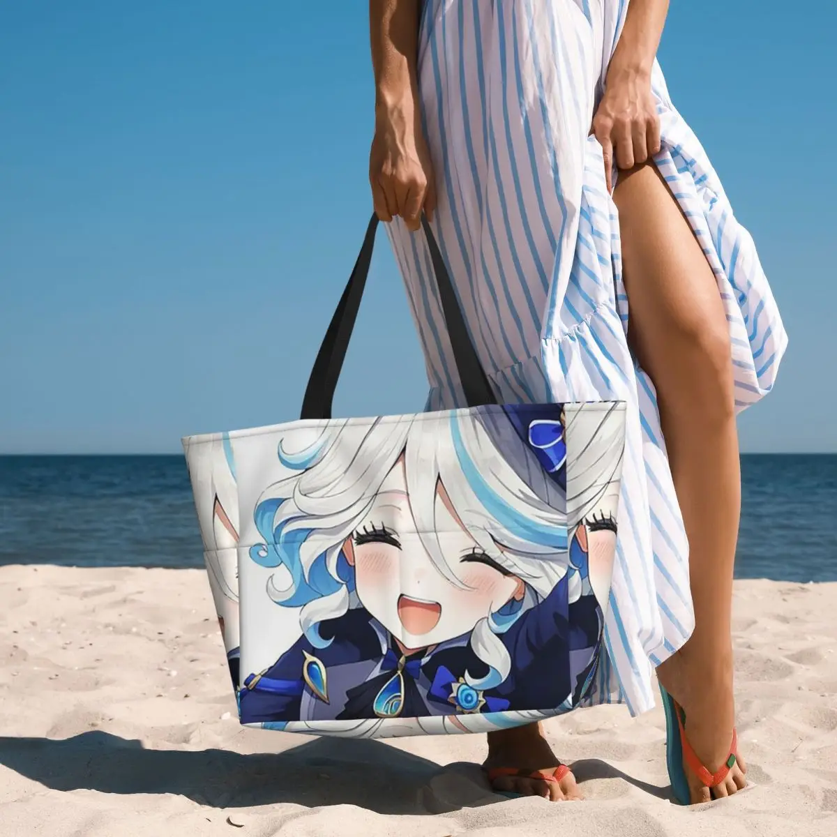 Furina Genshin Impact Beach Tote Bag Sport Gym Yoga Duffle Large Tote Bag Women Travel Bag Fitness bag