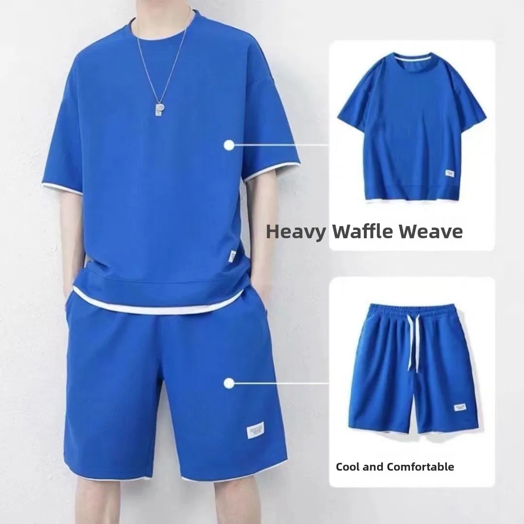 

Casual Summer Thin ort Sve Two-Piece Set Men's Faionable ort Pants And T-irt Combo Lightweight Breathable Ensemble