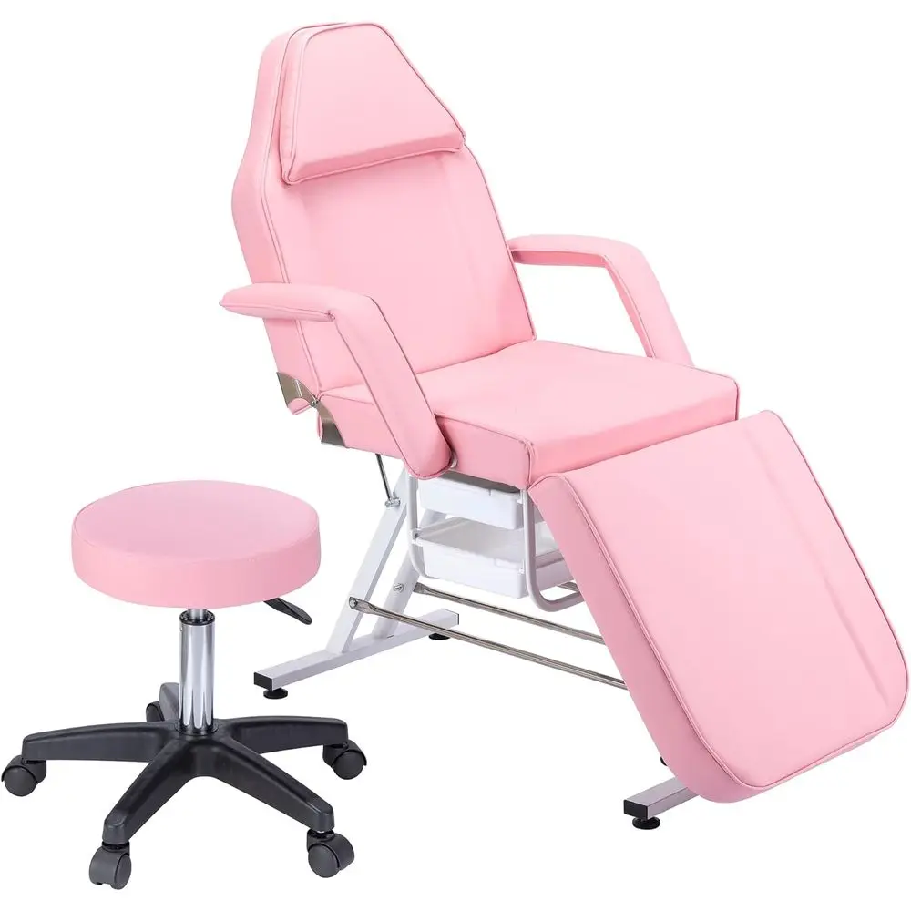 

Pink Multifunction Tattoo Chair with Hydraulic Stool for Beauty, Barber, and Spa Salons