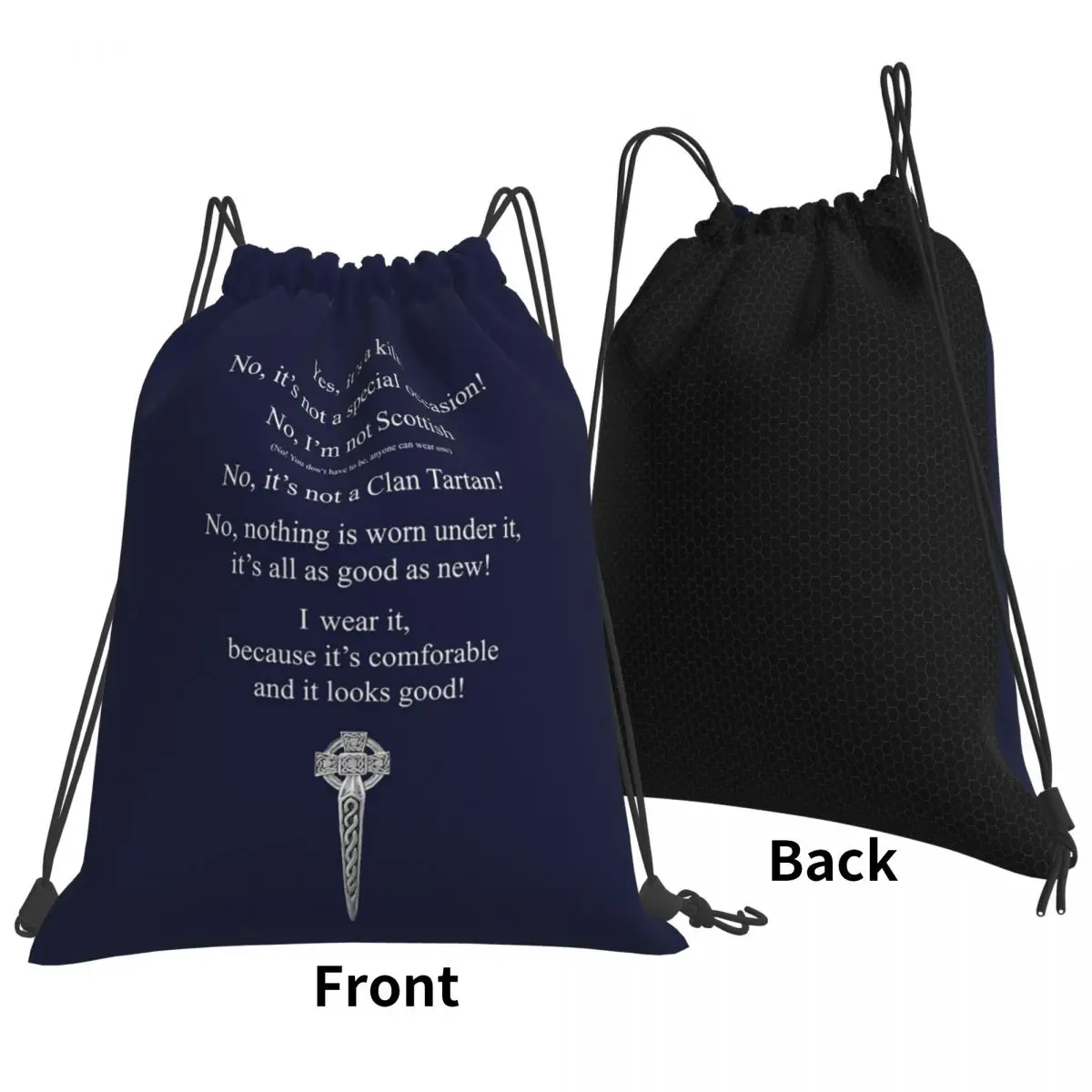 For The Non Scottish Kilt Wearer Backpacks Fashion Drawstring Bags Sports Bag Book Bags for Travel School