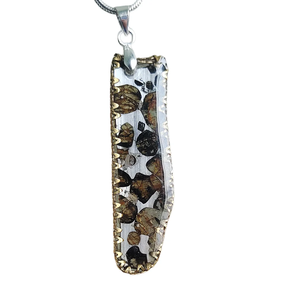 Brenham Olive Meteorite Pendant Olive Meteorite Necklace Men's And Women's Jewelry Natural Meteorite Material - CB170