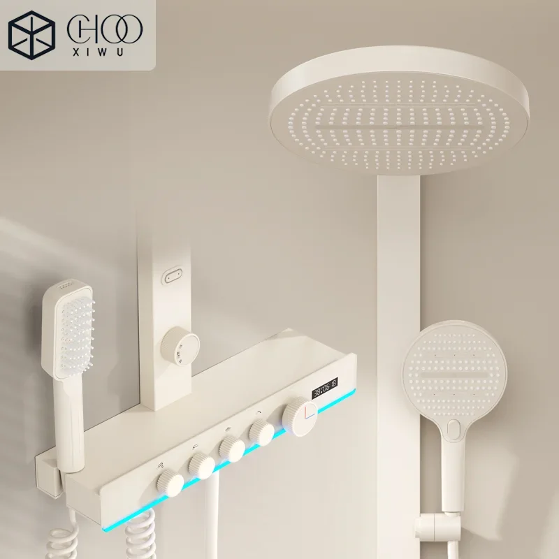 

Bathroom Milky White Shower Set Hot and Cold Gray Multifunctional Showers Set Apartment Hotel Household Bathtub Shower