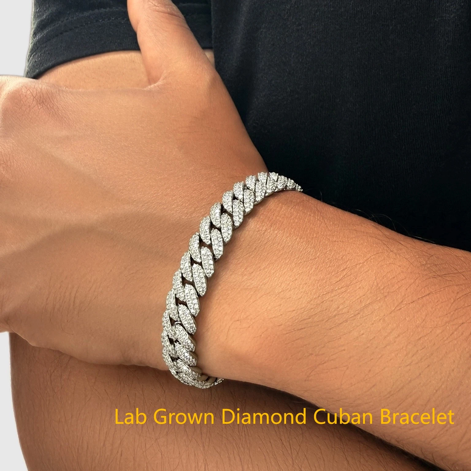 

Miami Cuban Link CVD HPHT 6CTW Lab Grown Diamond DEF VS-VVS Мужской браслет из 10-каратного белого золота Роскошные ювелирные изделия шириной 10 мм