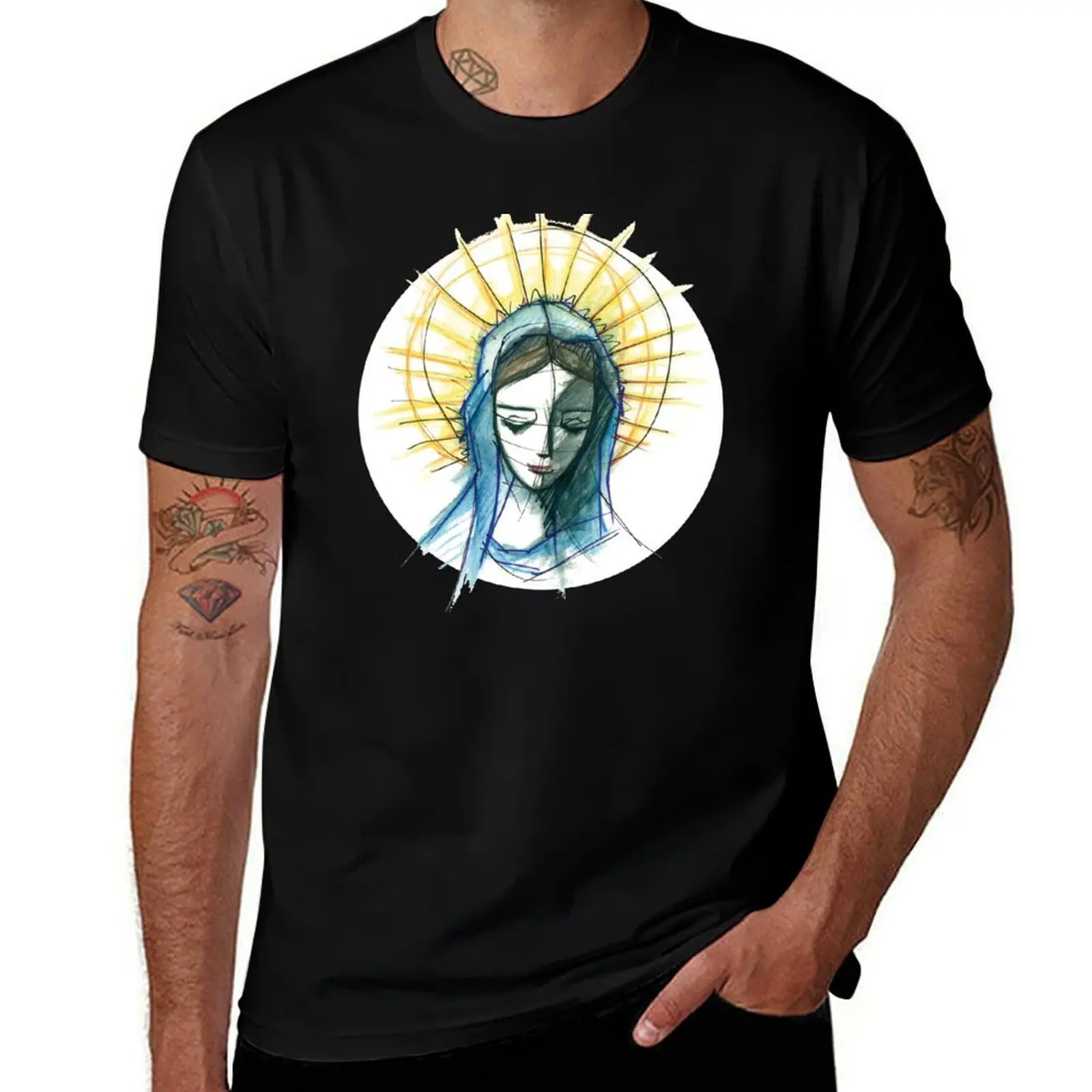 Virgin Mary T-Shirt Big Size Short Sleeve Tee for Men T-Shirt