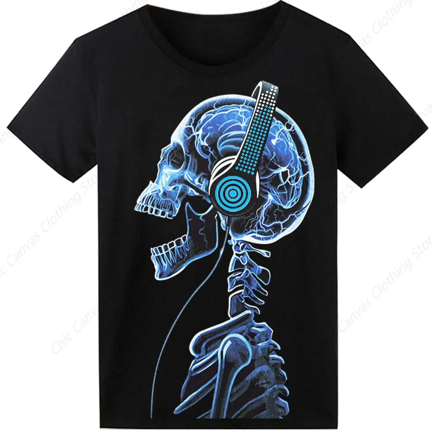 LED Skull Printed T-shirt Glowing Carnival Men's Shirt Shines in the Dark Party Black Cool Short Sleeve