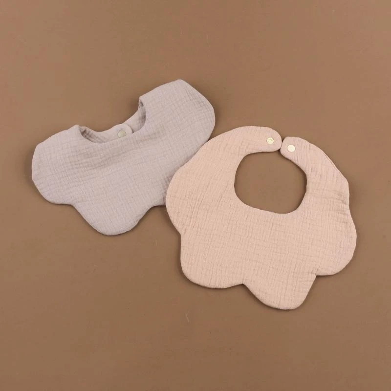 

J15U 2Pcs Baby Bib Newborn Drooling Bib Breathable Cotton Burp Cloth Neutral Gender