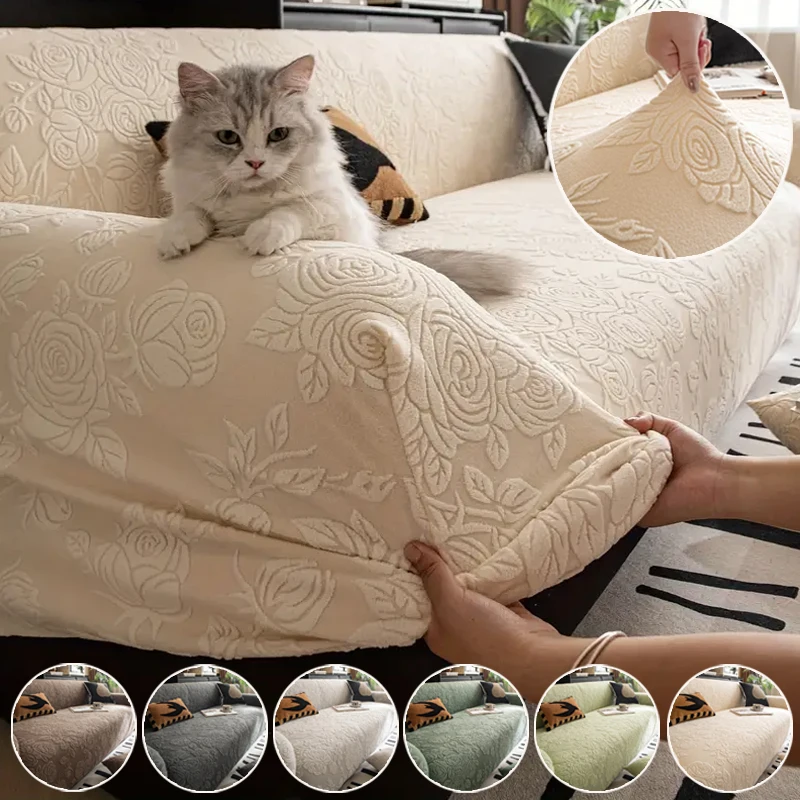 

1pc Floral Sofa Cover Solid Color Elastic Simple Protective Slipcover Machine Washable Hand Wash Suitable for Living Room Sofa