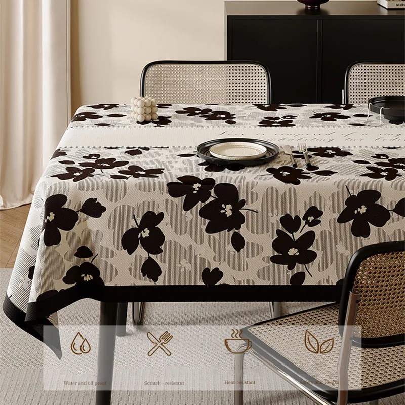 French Floral Printed Pvc Tablecloth Soft Dust-Proof Table Cover for Living Room Anti-Scratch Reusable Waterproof Placemat