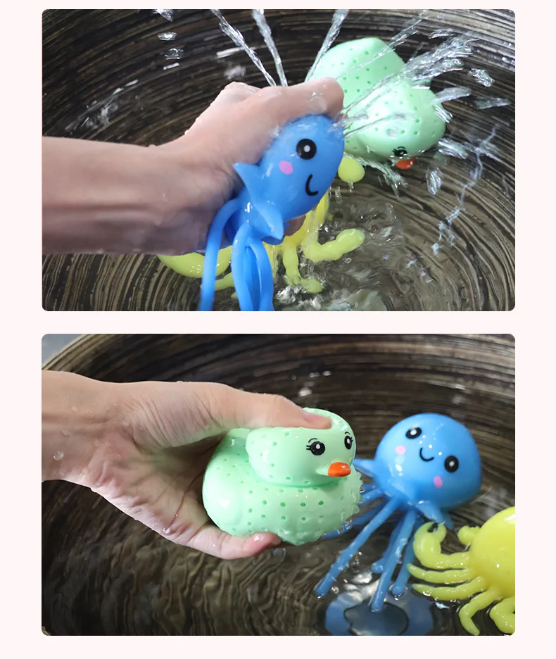 Novelty Squeeze Toy for Stress Relief, Crab, Duck, Whale and Octopus Designs Realistic Bath Toys Spray Water for Party &Swimming