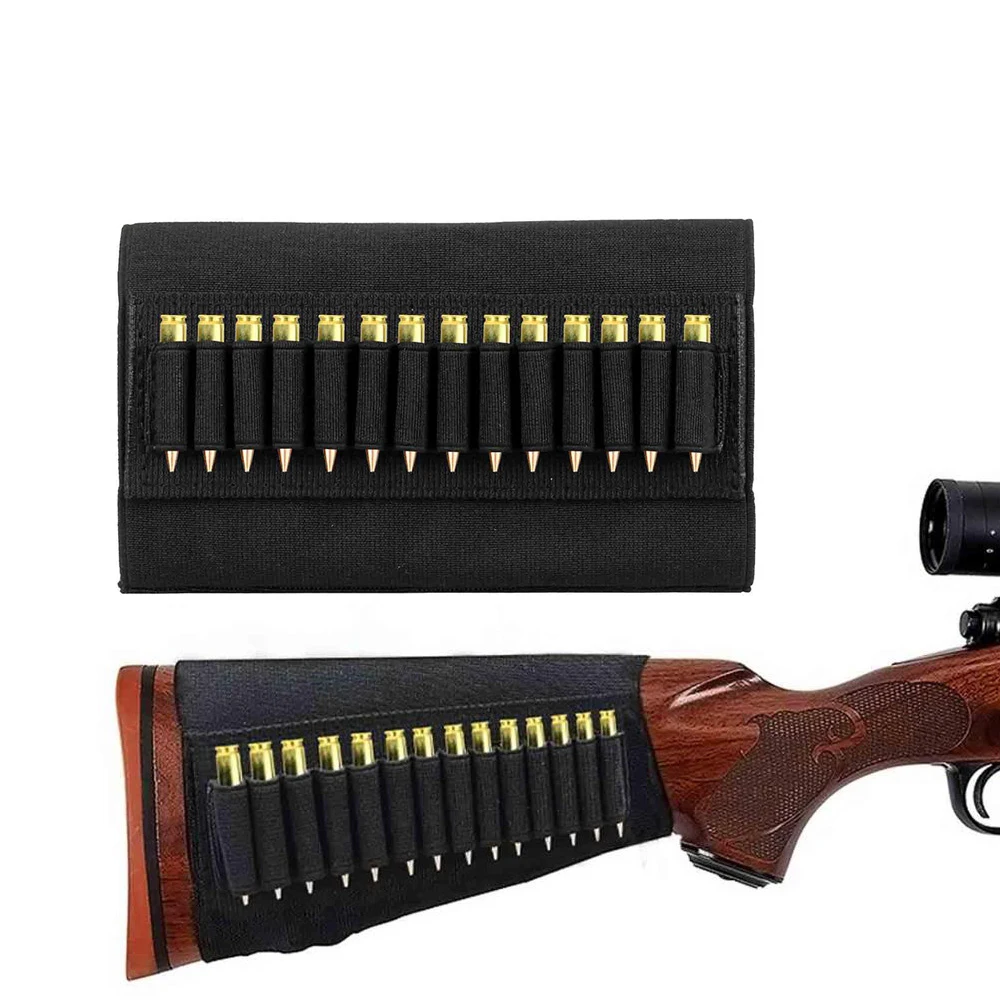 

14 Rounds Buttstock Holder Stock Ammo Magazine Pouch Shotgun Shell Bags 5.56 Bullet .22 .223 .204 22LR Gun Remington 870 Hunting