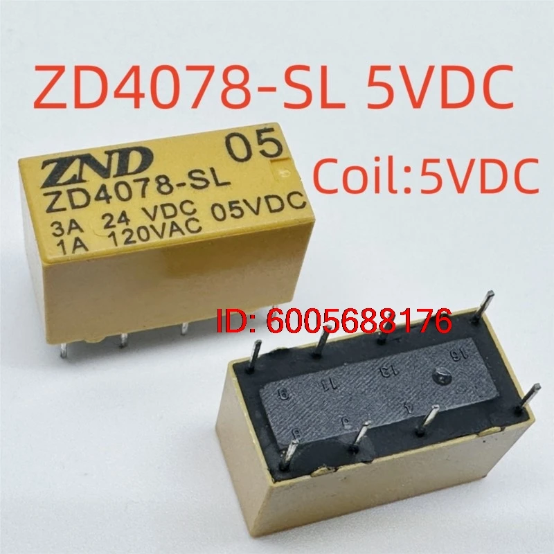 10PCS New ZD4078-SL 5VDC (4078) Relay 8pins