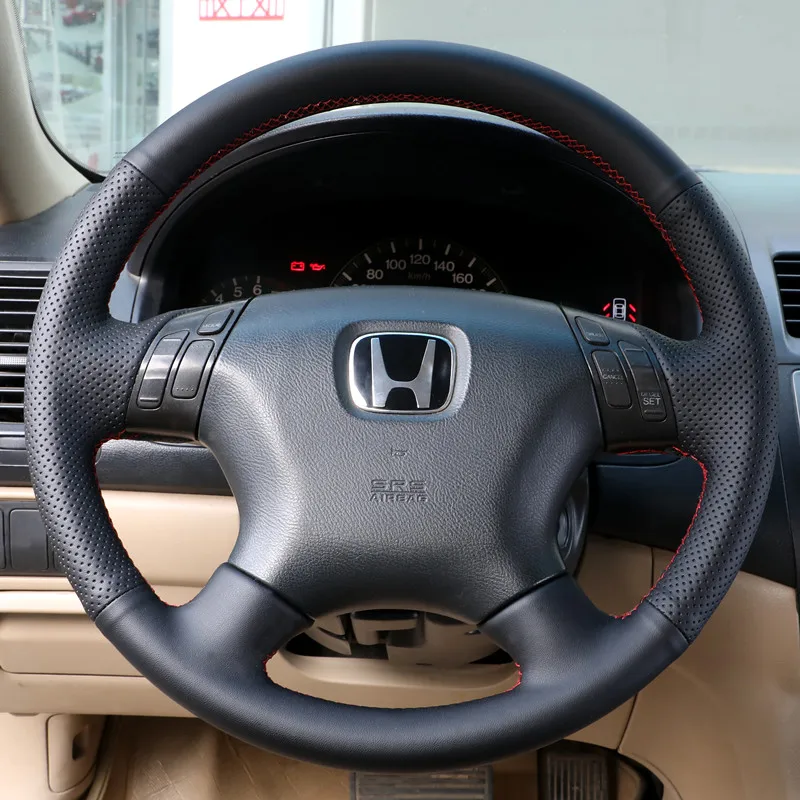 

For Honda 7th Generation Accord Car Steering Wheel Cover Leather Hand-sewn Anti-skid Wear-Resistant Protection Steering Wheel