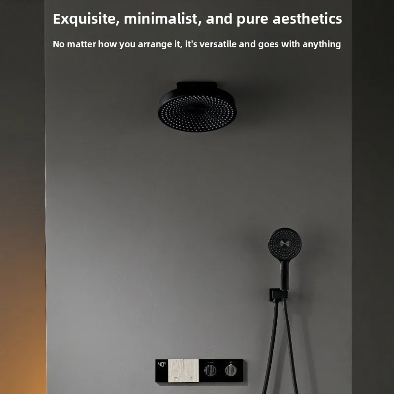 Built-in Brass Thermostatic Shower Set with Temperature Display for Home Use