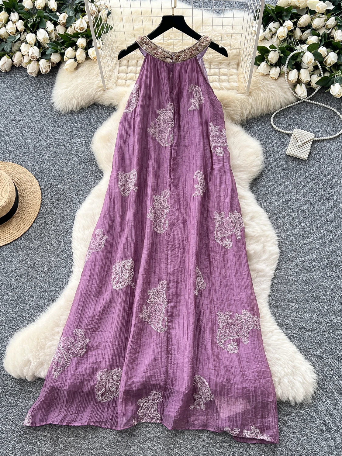 Ciężko zdobiona, wyszczuplająca spódnica damska w kształcie litery A, luźna, wyszczuplająca, letnia, wakacyjna, z wysokim stanem, koreańska, elegancka, do pracy.