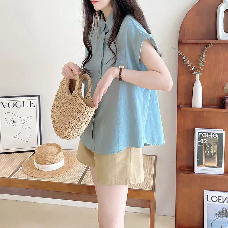 Casual Fashionable Vacation Style Wearing Short Sleeves Shirt for Women\'s Summer New Loose Slimming Age Reducing Simply Chic Top