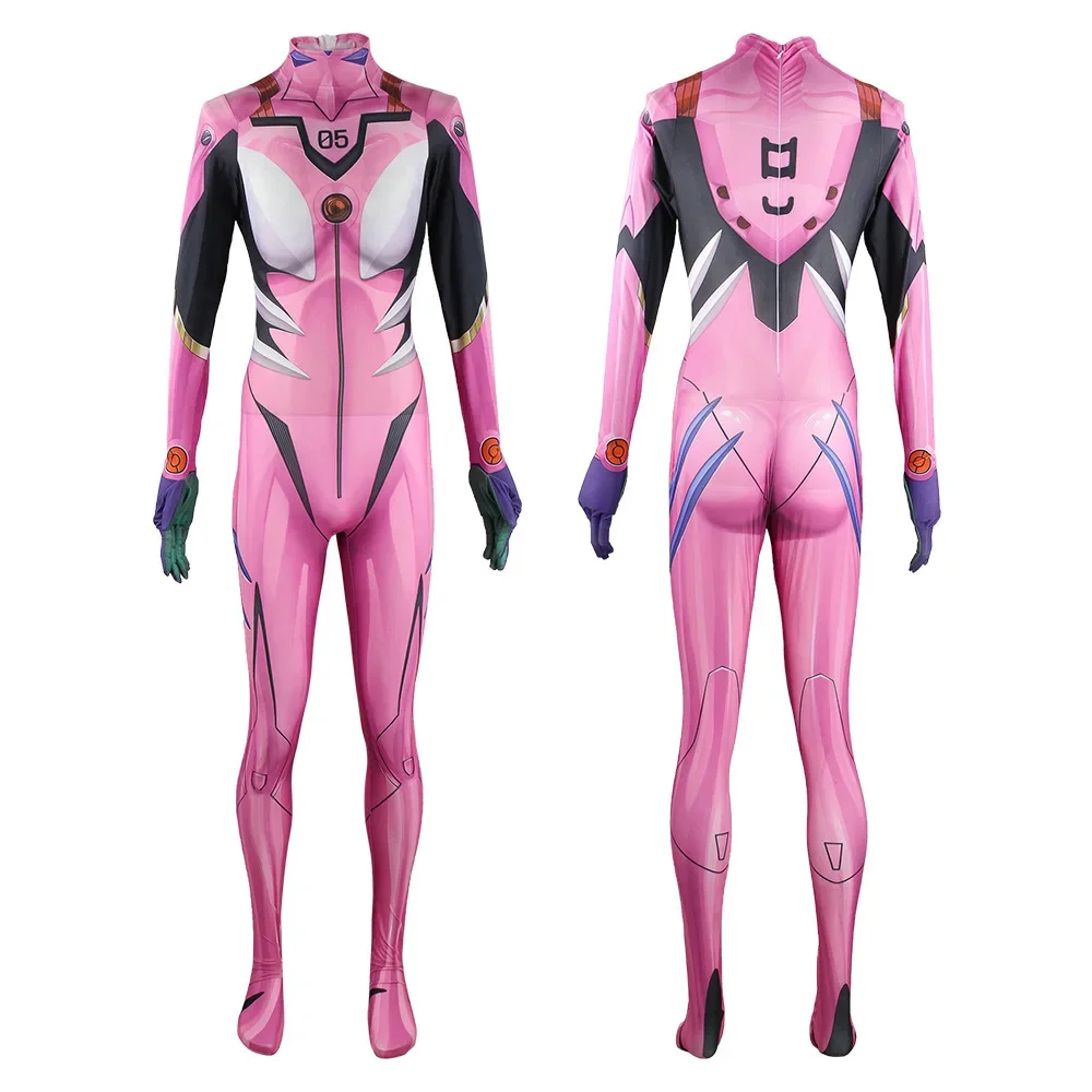 Kostum Cosplay Anime Asuka Langley Soryu Mari Rei Ayanami EVA Asuka Test jumpsuit Zentai setelan Bodysuit untuk Halloween