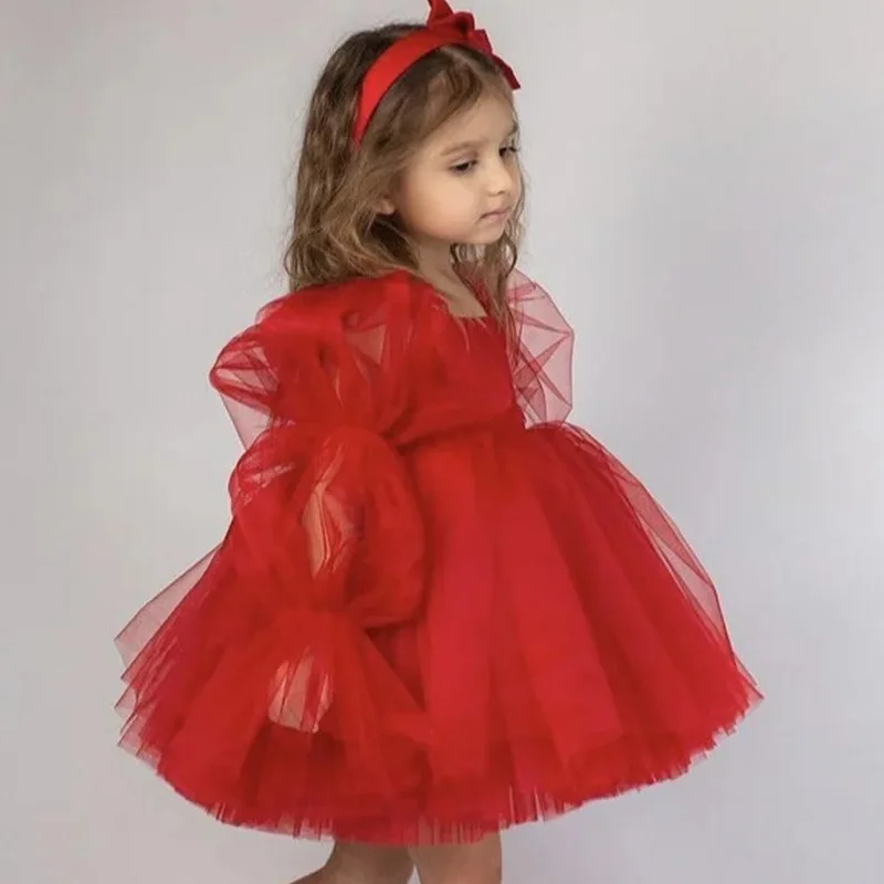 

Fashion Baby Girl Princess Tutu Dress Puff Sleeve Infant Toddler Child Tulle Vestido Wedding Party Birthday Baby Clothes 1-14Y