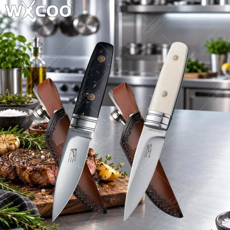WXCOO Steak Knife BBQ Meat Cutting Butcher Knife Chef Knives Durable HandForged Stainless Steel with Sheath Kitchen Accessories