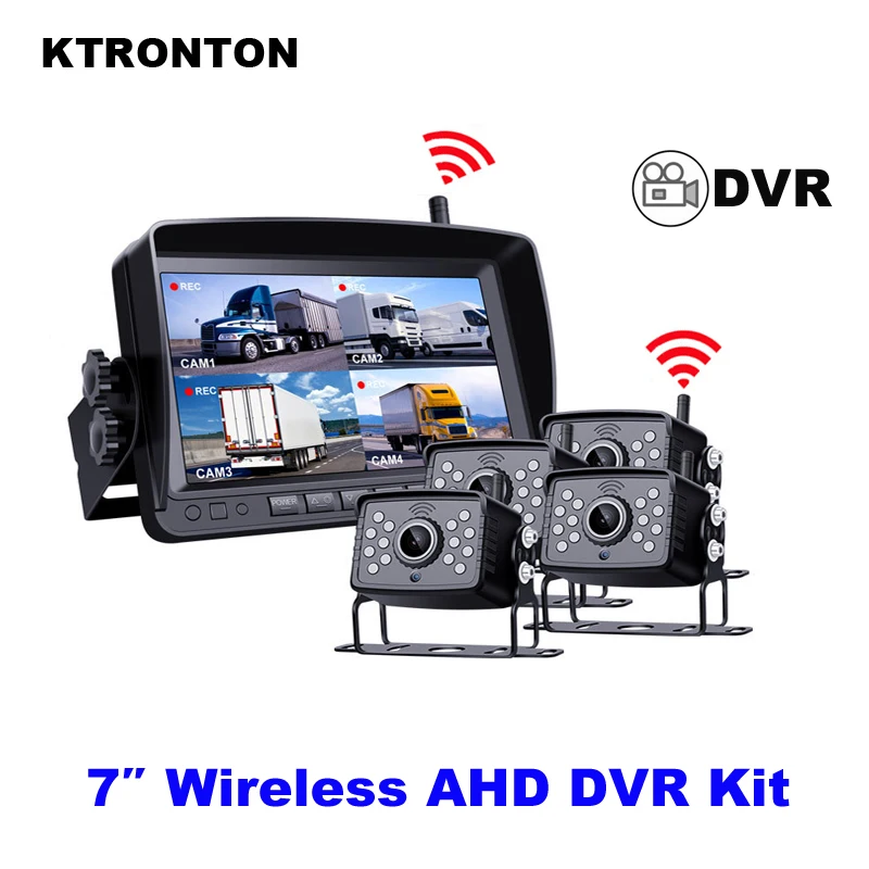 

Wireless AHD 1280 x 720P Truck Backup Rear View Camera with 7 Inch Car Reverse DVR Recorder Monitor IPS Screen for Bus RV Van