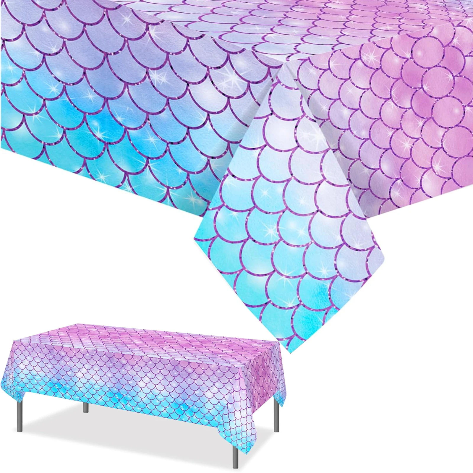 Mantel para fiesta de sirenas, cubierta de mesa con diseño de sirenas y océano, mantel desechable para decoración de fiesta de cumpleaños de niñas