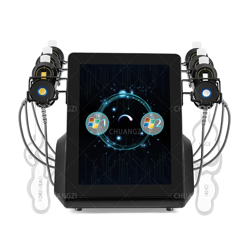 Micro corrente portatile 6 maniglie Face Lift Elettrodo RF Pad Rafforzamento della pelle Massaggiatore viso RF elettromagnetico EMS