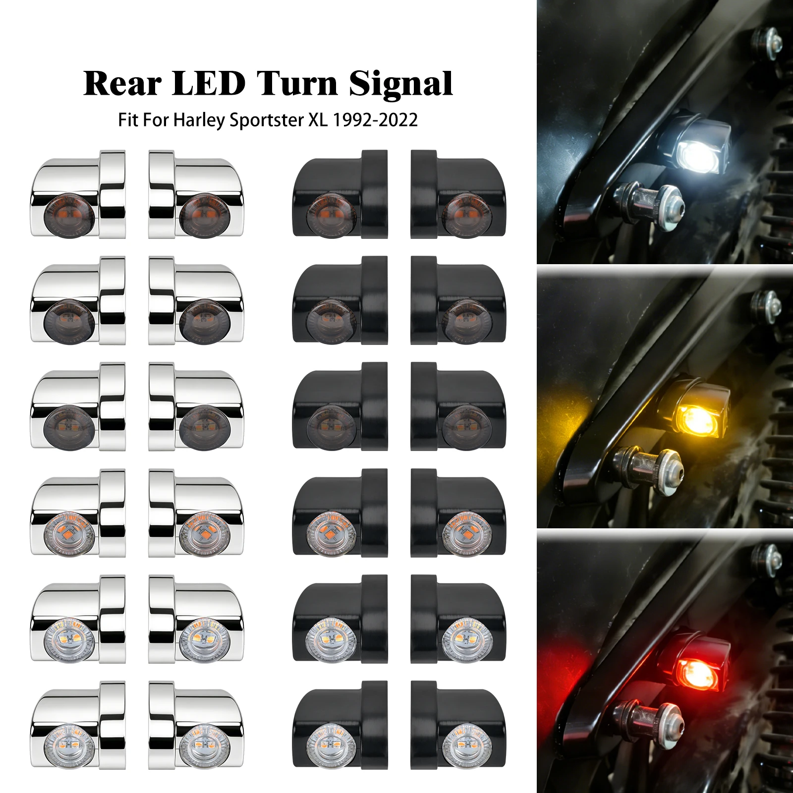 Motorcycle Rear Turn Signal Mini LED Light Amber Blinker For Harley Sportster XL Iron 883 1200 1992-2022 Flasher Indicator Lamp