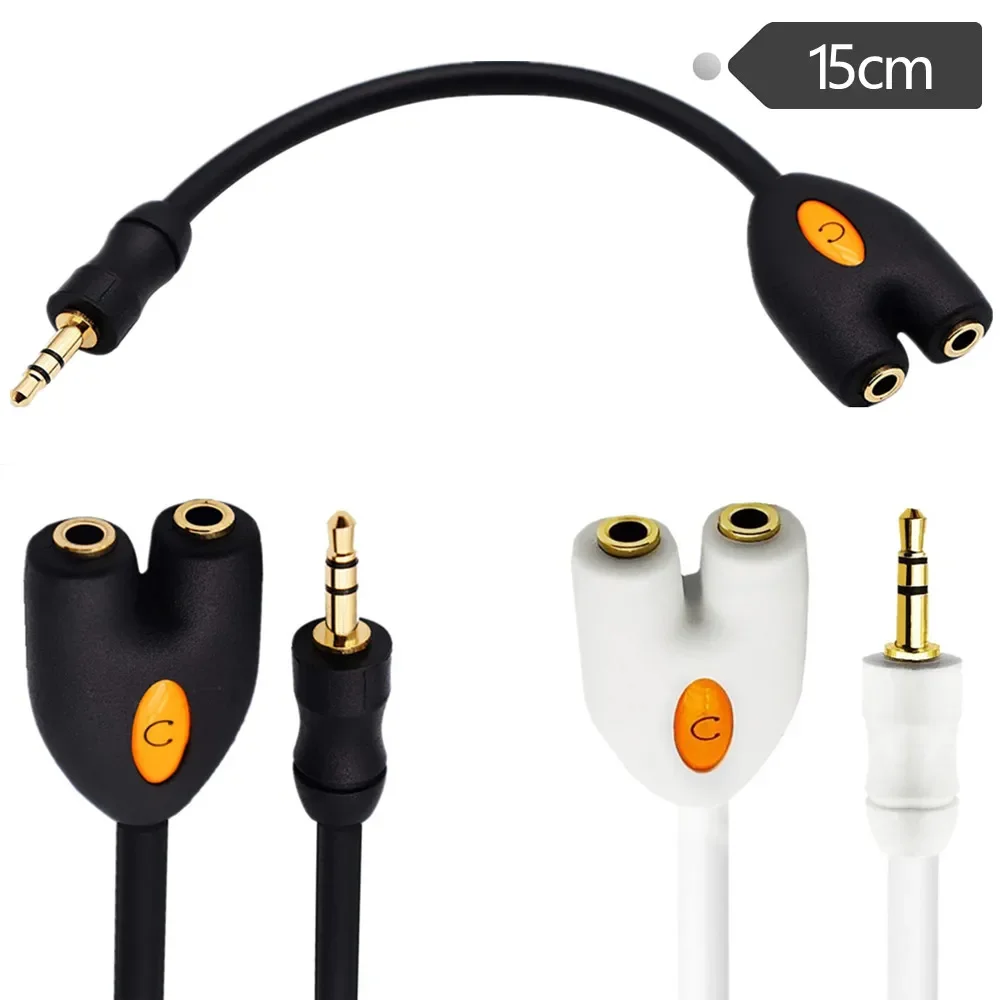 Headphone Splitter 3.5mm Audio Stereo Y Splitter Extension Cable Male to Female Dual Headphone Jack Adapter