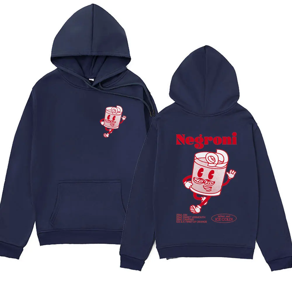 Negroni Cocktail Drink Funny Meme Print Hoodie Men's Fashion Aesthetic Oversized Sweatshirt Streetwear Vintage Pullover Unisex