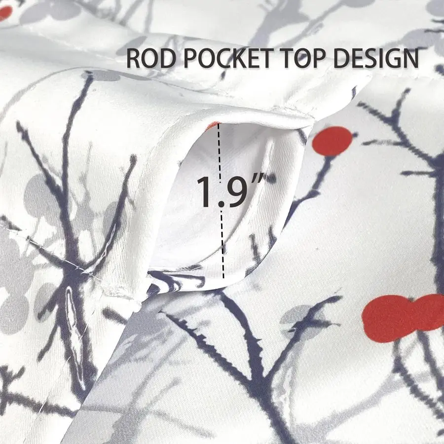 2 Panels Blackout Curtain Valances for Kitchen Windows Tree Branches Printed Short Valances for Bedroom Living Room Bathroom Far