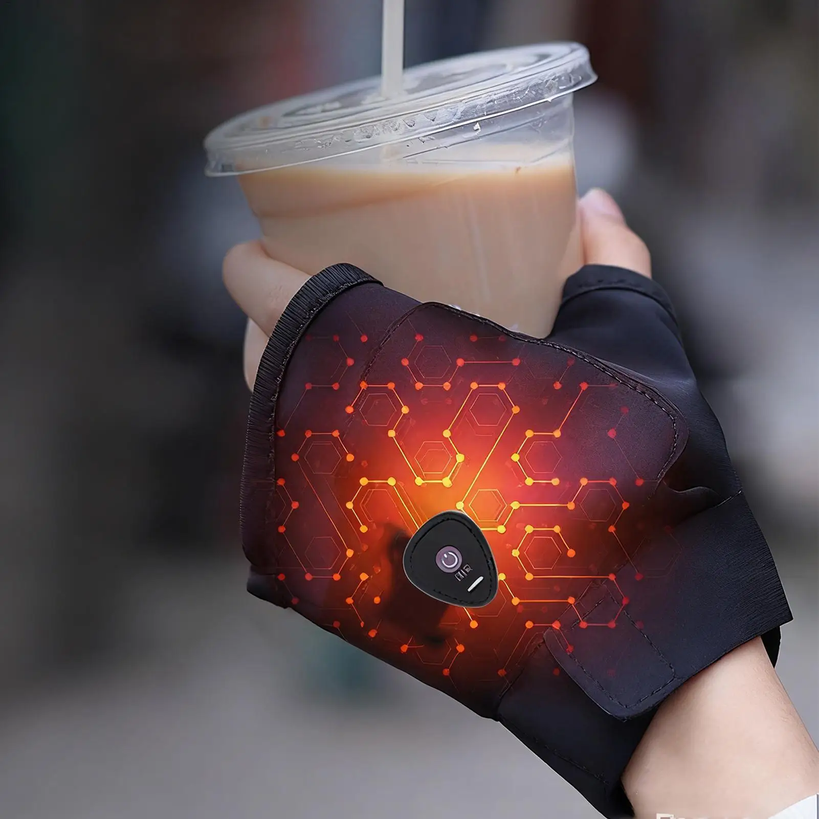 

Motorcycle Heated Gloves Rechargeable Mittens 3 Temp Settings Winter Fingerless Gloves for Outdoor Writing Hiking Snowboarding