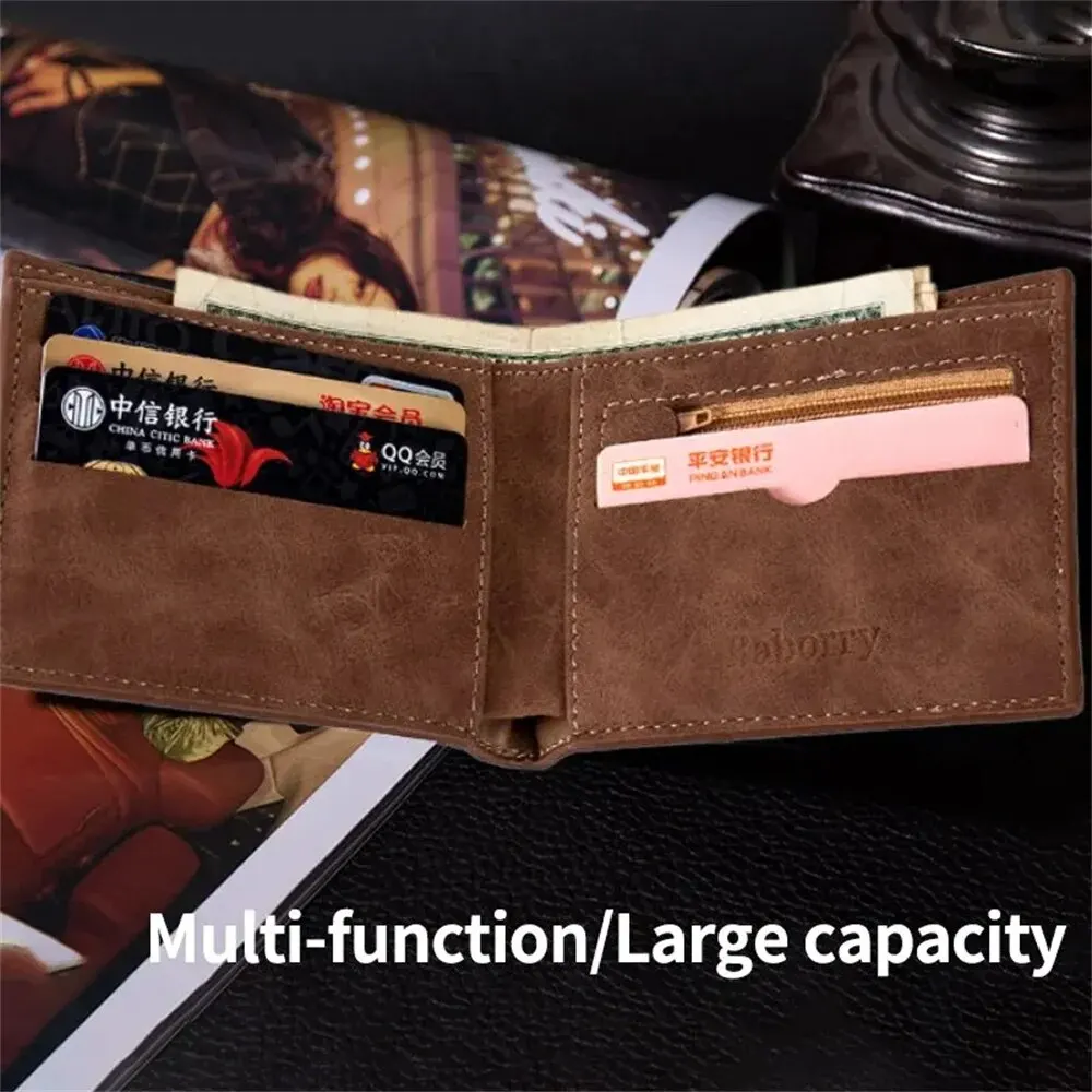 1Pc Mens Short Wallet Fashion Light Face Soft Leather Mens Horizontal Multifunctional Wallet