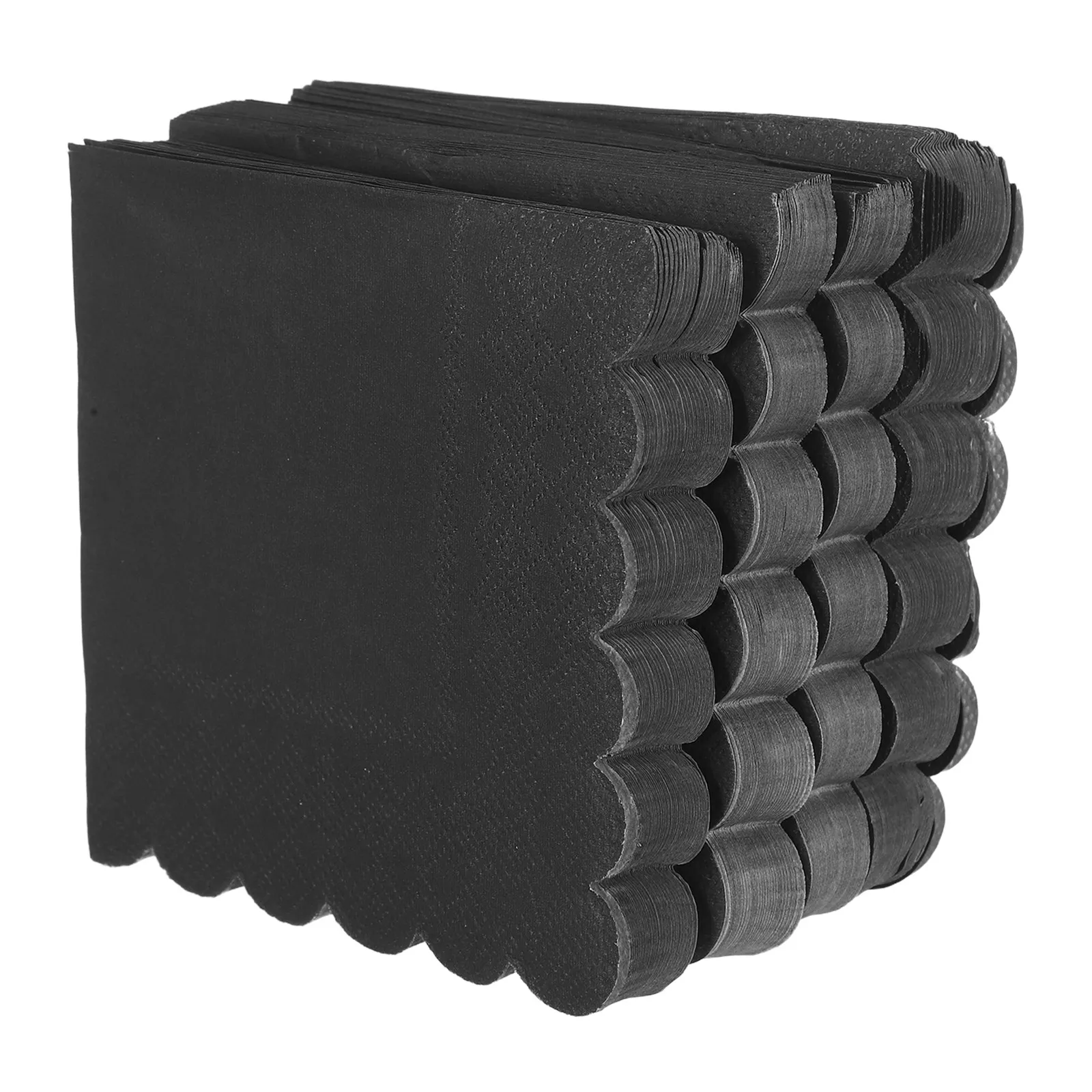 

100 шт. черных бумажных салфеток с фестончатым краем, в форме веера, одноразовые, для свадеб, вечеринок, детских праздников, элегантной сервировки стола