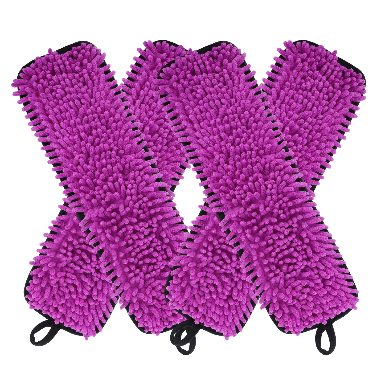 4Pcs Snowy Chenille Mop Pads High Absorption Microfiber Replacement Mop Heads for Wet Dry Mopping Reusable Washable Floor