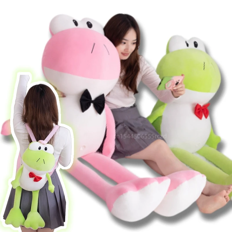 45-120cm Gaint Gentleman Frog Plush Doll Backpack Green Pink Tie Frog Plush Toy Pillow Super Soft Gift For Boys And Girls