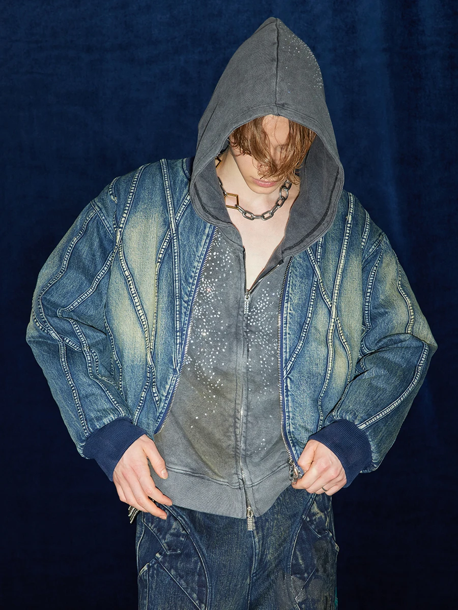 Design Niche Vintage Deconstructed Wash To Make Old Thickened Denim Jacket Flight Jacket