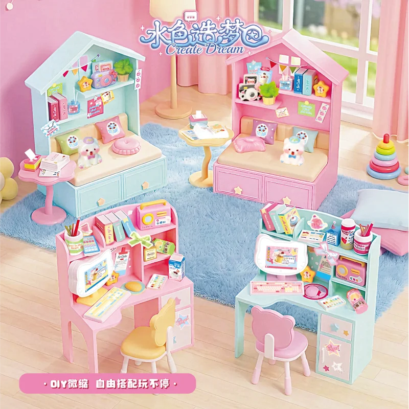 New In Stock Miniature Dollhouse Furniture Elegant Simulation Pretend Play Toy Collectible Gift Desktop Decor Cute Miniature Set