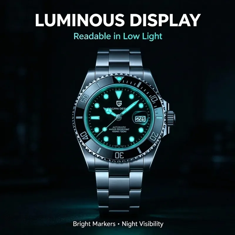 2026 New PAGANI DESIGN PD-1639 Men Mechanical Watch 40mm Ceramic Rotating Bezel 100M Waterproof Luminous Date Diver Wristwatches