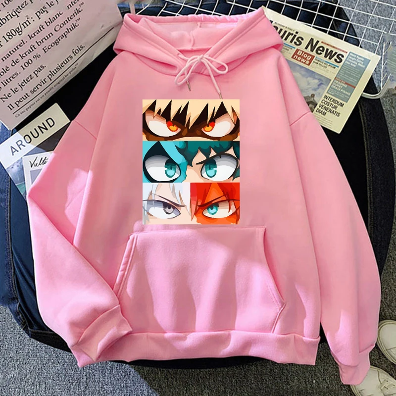 New Fashion Women Men Casual Tops Funny Anime Deku Bakugou Katsuki Todoroki Shoto Printed Long Sleeve Solid Color Loose Tops