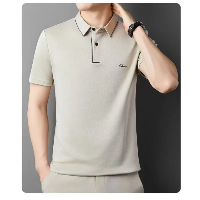 

Business High-end Luxury Seamless Short Sleeved Men's T-shirt, Men's No Iron High-end Feeling, Polo Shirt, Men's Top