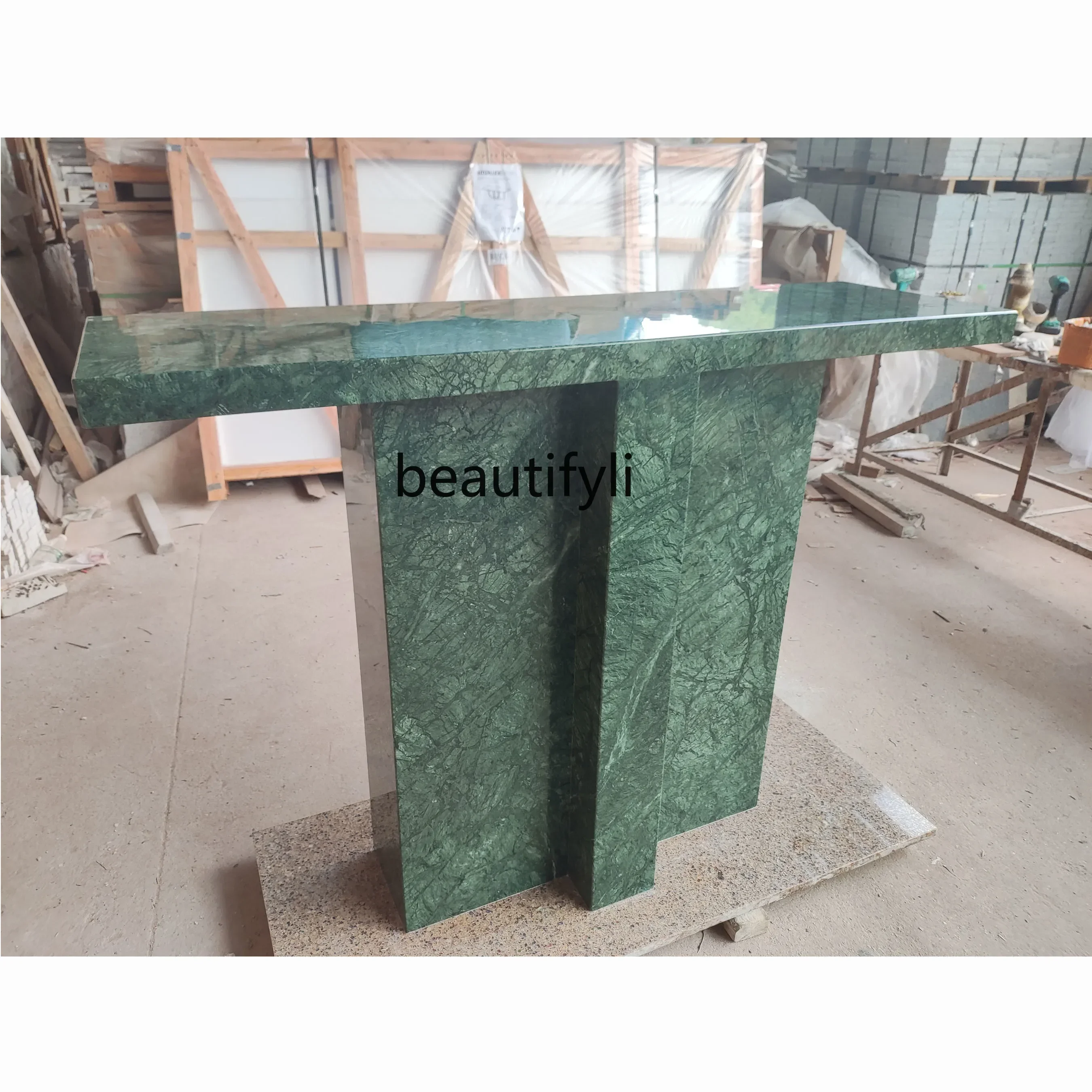 

Italian light luxury marble entrance table against the wall shelf simple household ornament edge fewQ