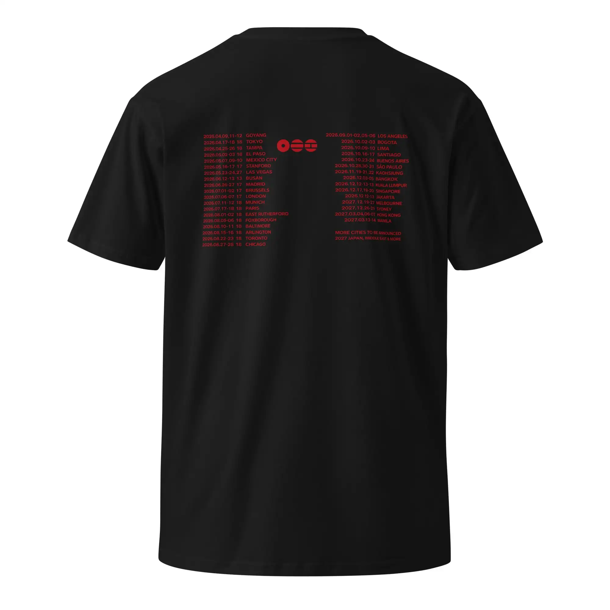 BTS V Kim Taehyung 2026 World Tour Double Sided Graphic T-Shirt Portrait Tour Cities List Kpop Fans Men Women and Kids Tee