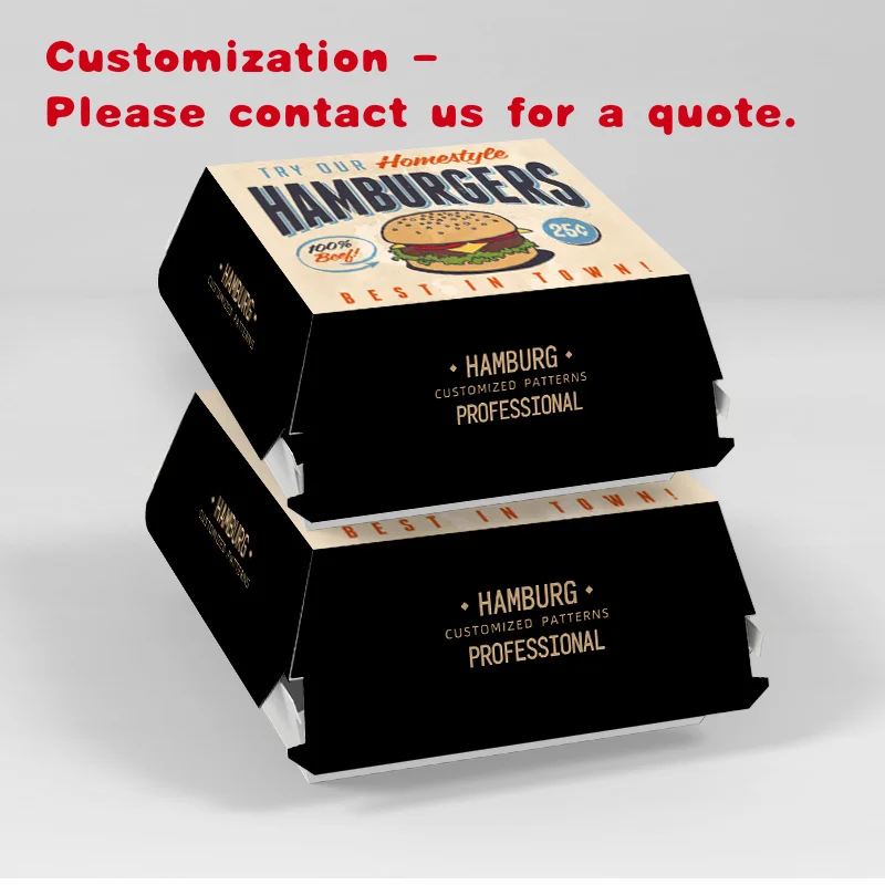 custom.LOKYO Disposablefried Chicken Nugget Black Burger Box Custom to Go Fast Food Hamburger Box Packaging
