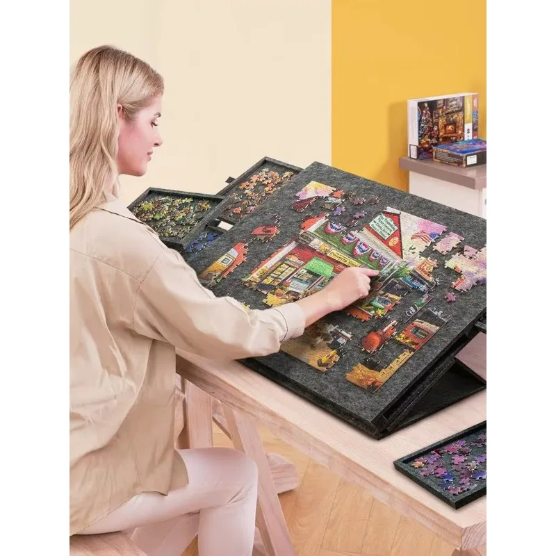 Children's Puzzle Sorting Board Puzzle Table with Stand Cover Drawer Portable Puzzle Table Felt 1000 pieces