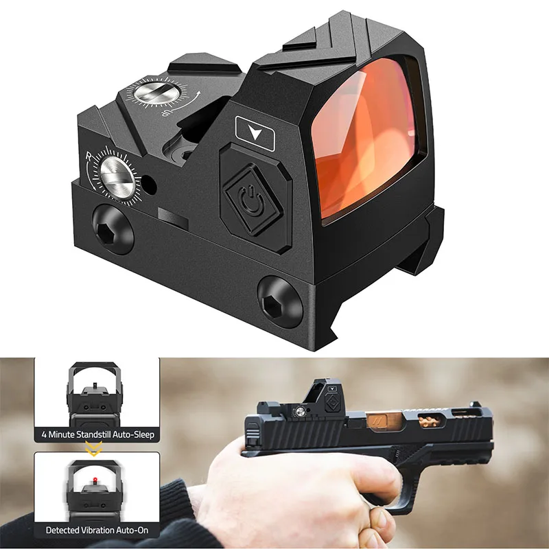 

CVLIFE WolfCloak Motion Awake 2MOA Red Dot Scope Open Reflex Optics Sight For Pistol with Adapter Plate for MOS & 21mm Picatinny