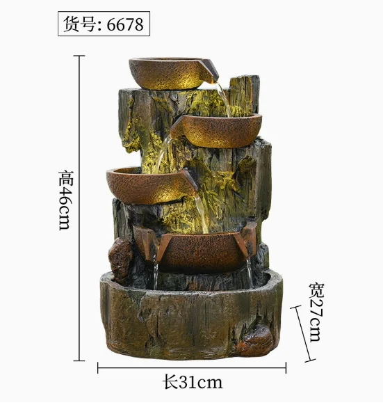 5 Level Cascading Outdoor Water Fountain LED Light Pump Adjustable Flow Weatherproof Garden Terrace Decor Rustic Brown