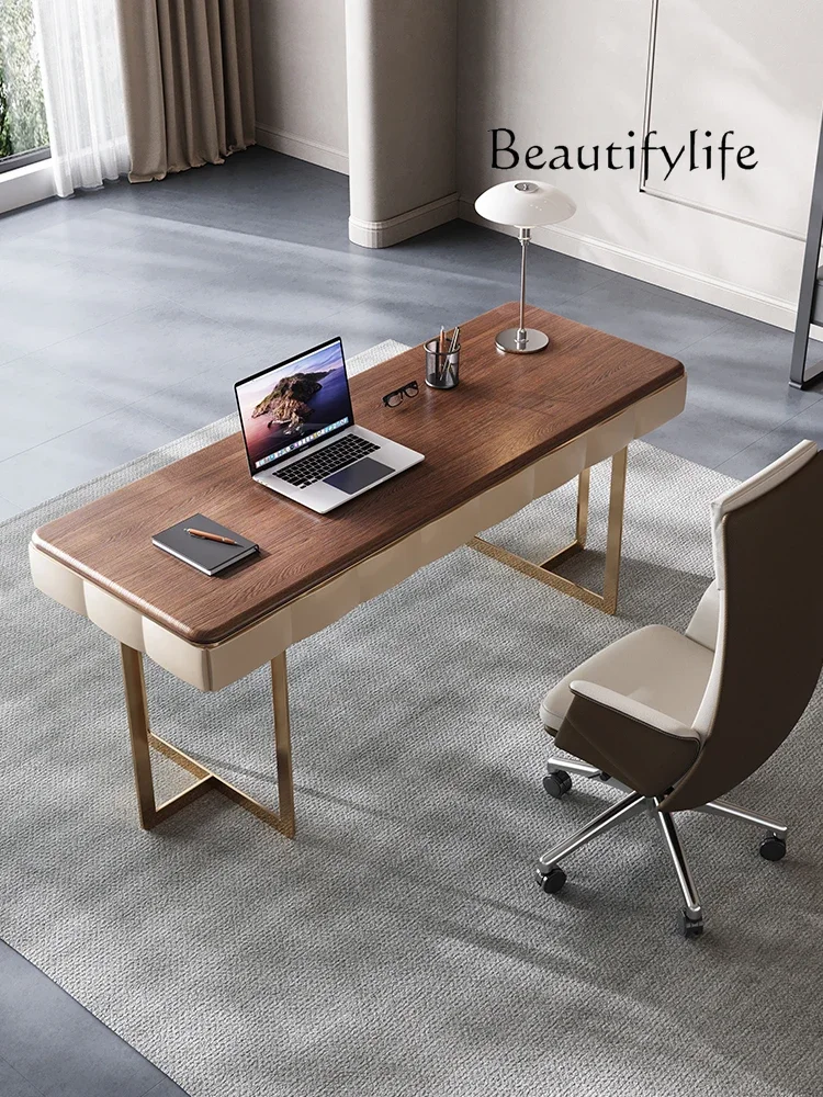 Italian minimalist Chinese walnut high-end desk light luxury home office computer consultation table