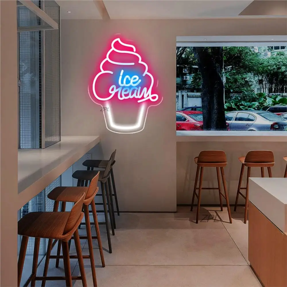 Ice Cream Neon LED Sign Light Wall Decoration for Store Room Party Decor Kids Birthday Gift Night Lights Lamps