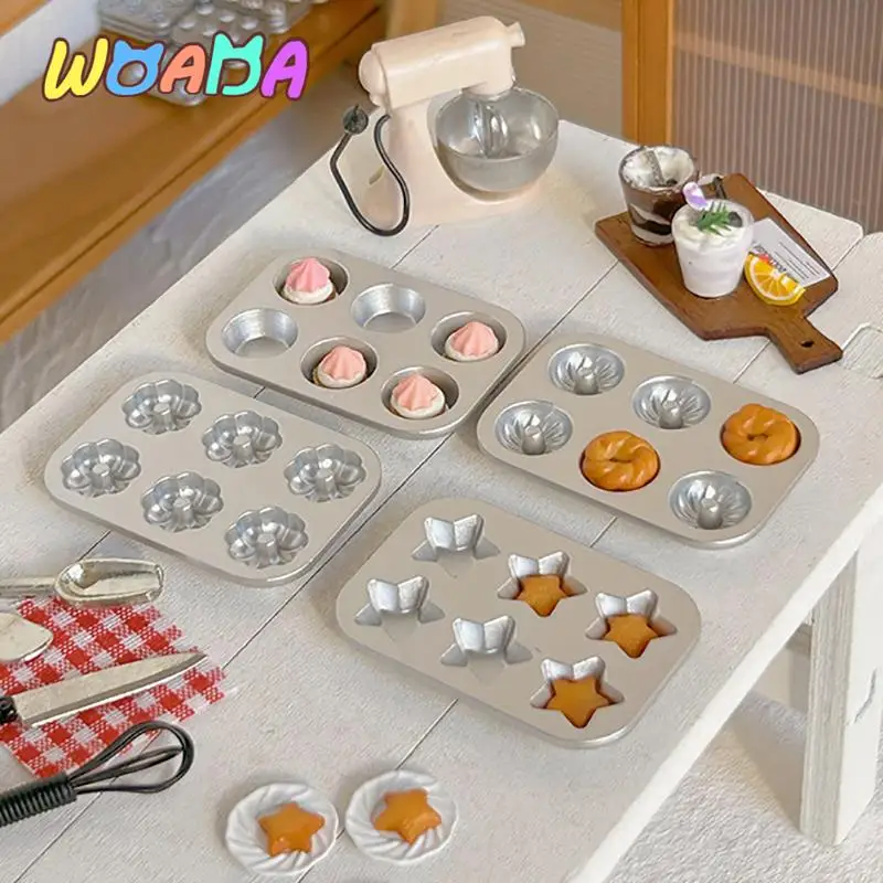 1:6/1:12 Scale Miniature Dollhouse Mini Pastry Biscuit Cookie Cake Bread Silver Mold DIY Food Play Silicone Mold Accessories