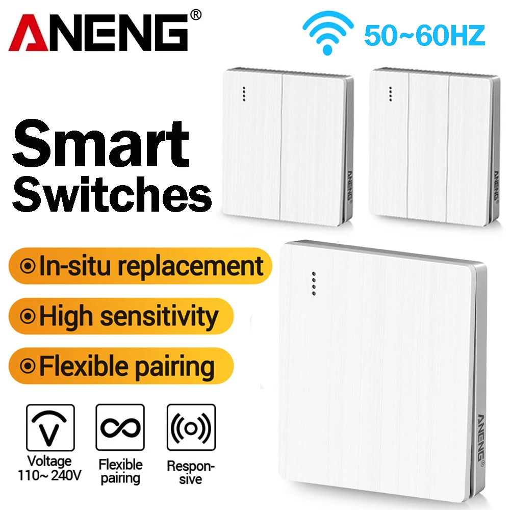 ANENG Intelligent Wireless Dual Control Three Control Home Light Control Wireless Panel Change Free 220V
