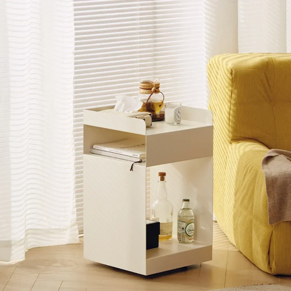 Removable Bedside Cabinet With Metal Iron Frame, Modern Simple Storage Locker For Desk Bureau And Sofa Sideboard